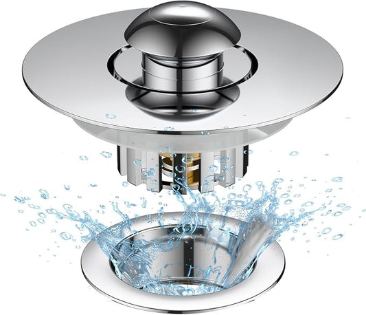 Universal Tub Stopper for Bathroom Sink & Bathtub Drain, 2-in-1 Pop Up Drain by PROFECTUS