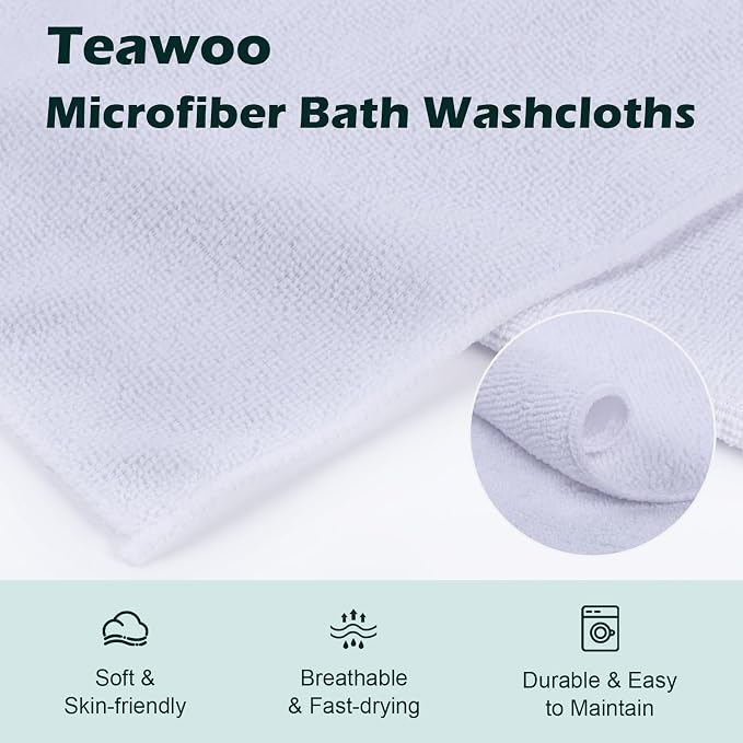 White Washcloths 100 Pack, Highly Absorbent & Quick Drying Face Towels - Image 4