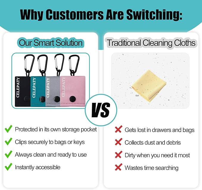 Solid Color Keychain Microfiber Eye Glasses Cleaner Cleaning Cloth Wipes - Image 7