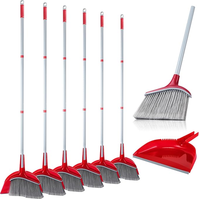 Meanplan 6 Pcs Angle Broom and Dustpan Combo Set by Meanplan