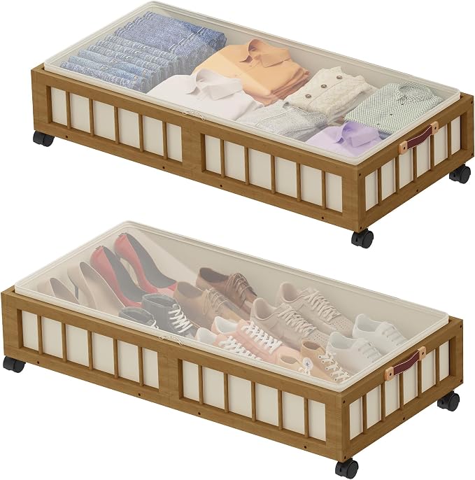 efluky 2-Pack Bamboo Under Bed Storage by efluky