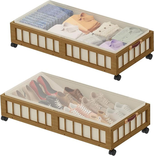 efluky 2-Pack Bamboo Under Bed Storage by efluky