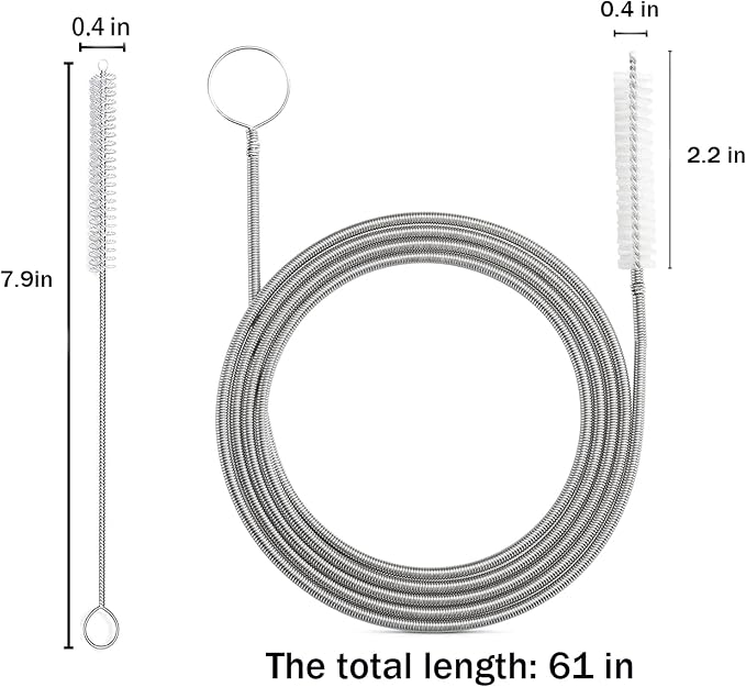 61 Inch Long Drain Brush Hose Flexible Feeding Tube and Pipe Cleaning Brush - Image 2