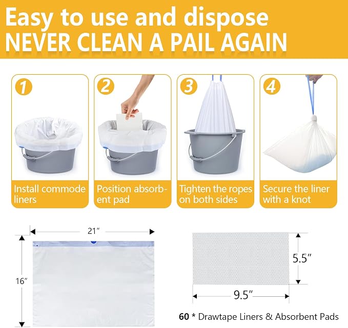 Senvok Commode Liners with Highly Absorbent Pads - Image 4