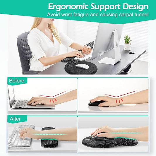 Gimars Upgrade Ergonomic Ultra-Soft Foam Keyboard Mouse Pad Wrist Rest Set - Image 2