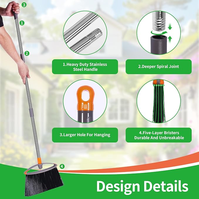 Still Bristle Broom to Sweep Snow, Heavy Duty Broom - Image 2
