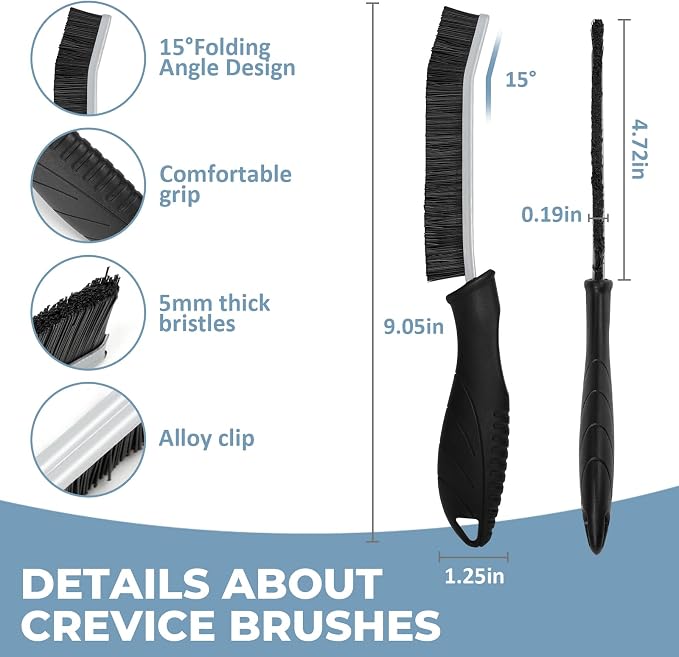 3Pcs Cleaning Brush- Includes 1 Soft Bristle Cleaning Brush, 2 Hard Crevice - Image 2
