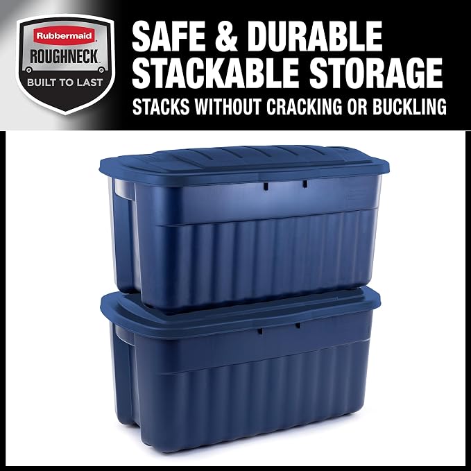 Rubbermaid Roughneck Tote 40 Gal, 2 Pack, Made in USA, Dark Indigo Metallic - Image 4