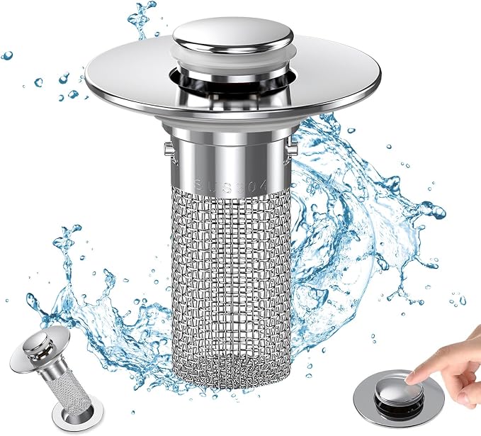 Bathroom Sink Drain Strainer, Pop Up Sink Drain Filter by cocog