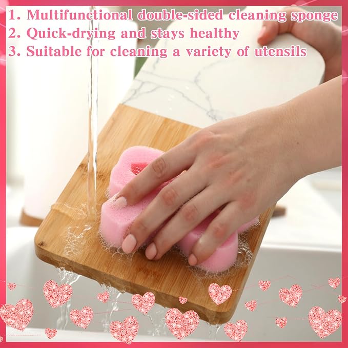 Tioncy 12 Pack Pink Bow Kitchen Sponges Bulk Pink Coquette Dual Sided - Image 6