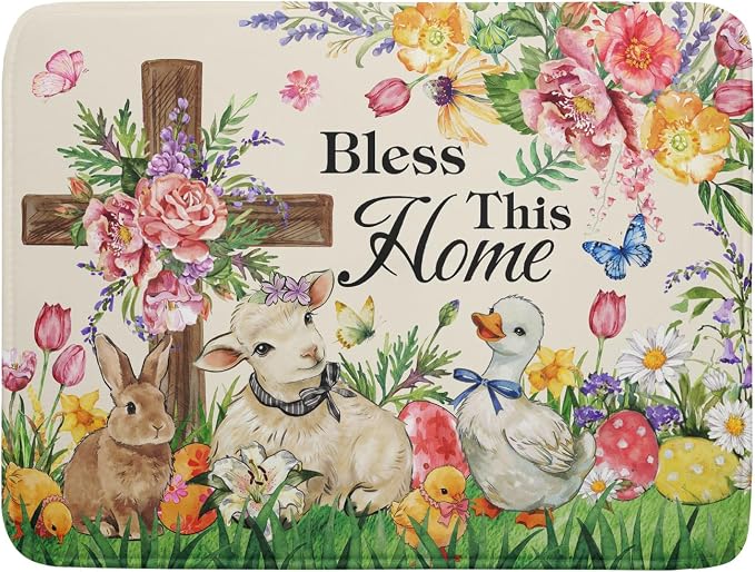 Easter Farmhouse Dish Drying Mat Funny Animal Microfiber Dish Pad by Giwawa