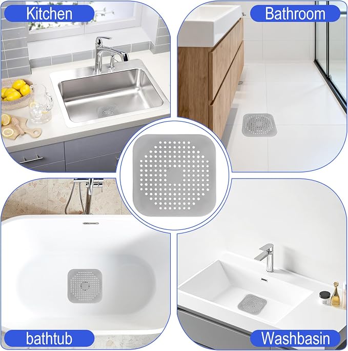 4 Pack Shower Drain Hair Catcher, Silicone Hair Stopper - Image 5