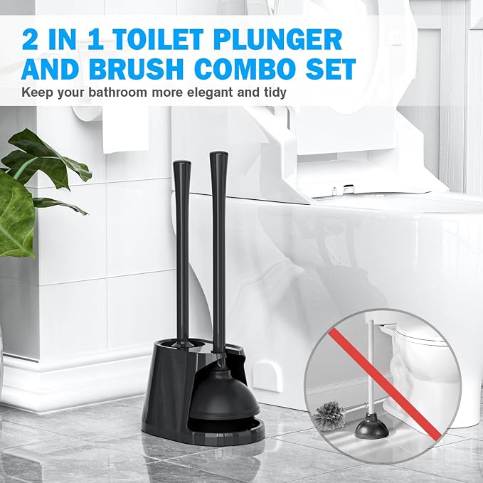 Toilet Plunger and Brush Set, Bowl Brush and Heavy Duty Toilet Plunger - Image 7