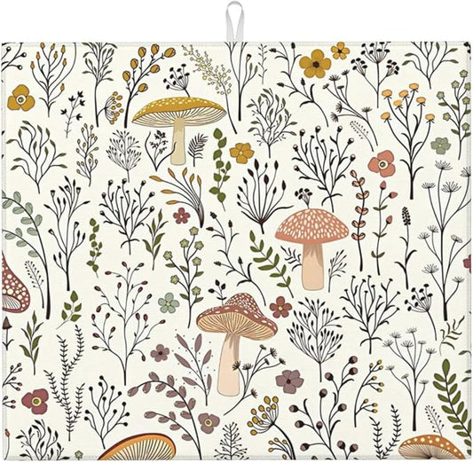 Cute Mushrooms Dish Drying Mat 16x18 inches Microfiber Absorbent Fast Dry Mat by Unknown