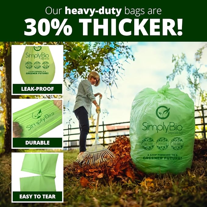 Simply Bio 50-55 Gallon Compostable Trash Bags Liners Flat-Top, Heavy Duty - Image 5