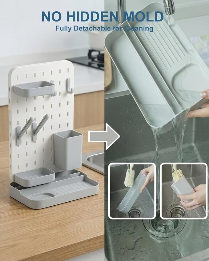 Baby Bottle Drying Rack with Brush & Soap Organizer, Space Saving Countertop - Image 4