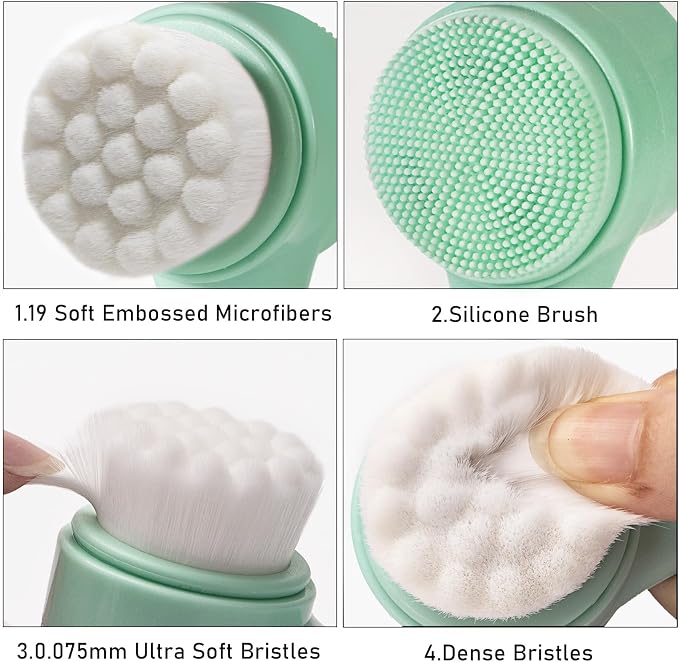 Face Brush 2 in 1, Silicone Facial Cleansing Exfoliating Brush Soft Bristles - Image 3