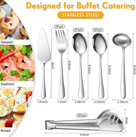 Patelai Serving Utensils Set Include Stainless Steel Large Spoons Slotted - Image 2