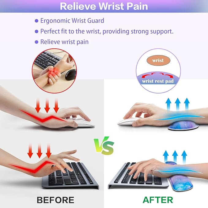 4-in-1 Mouse Pad with Wrist Rest Set Purple, 35.4×15.7in Large Gaming Mouse - Image 3