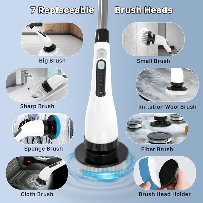 Electric Spin Scrubber, Cordless Cleaning Brush, Shower Scrubber - Image 5