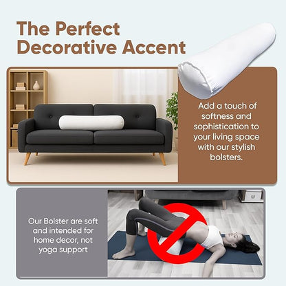 Pillowflex Bolster Pillow (8x52) - Round Roll Pillow Bolster Insert, Plush Polyester-Filled Insert for Decorative Shams, Odorless, Lint and Dust-Free Polyester Filling, No Lumps - (White)