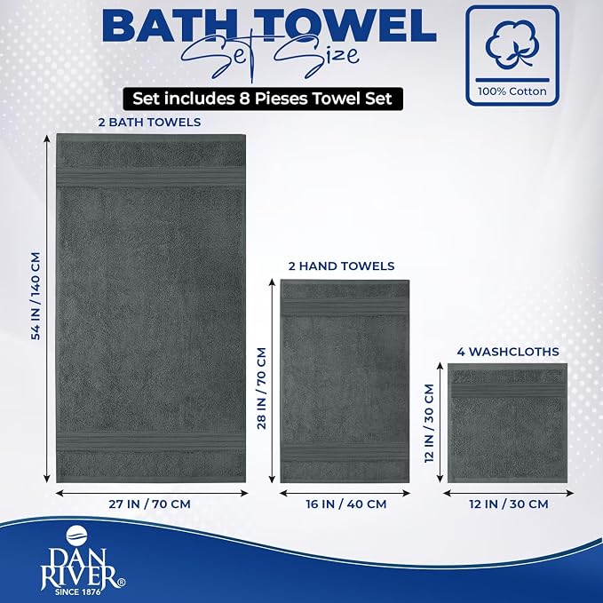 DAN RIVER 8 PC Luxury Bath Towels - Image 2