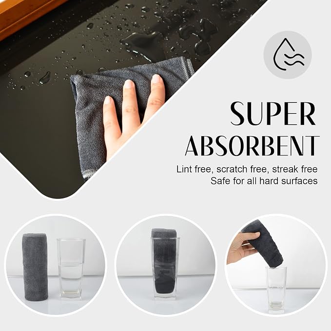 SINLAND Microfiber Cleaning Cloth Ultra Absorbent Softer Towel Reusable Cloth - Image 3