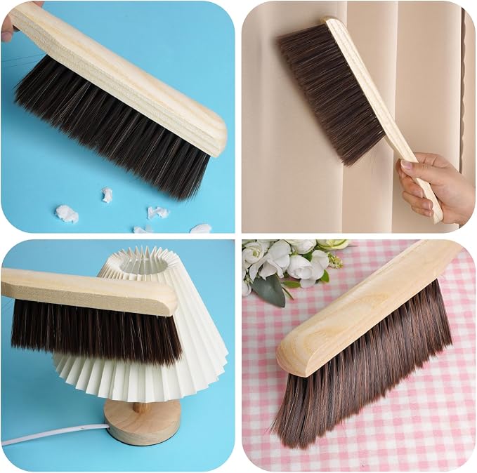 Rbenxia 2 Pieces Wooden Handle Bench Brushes Horse Hair Brushes Soft Bristles - Image 6