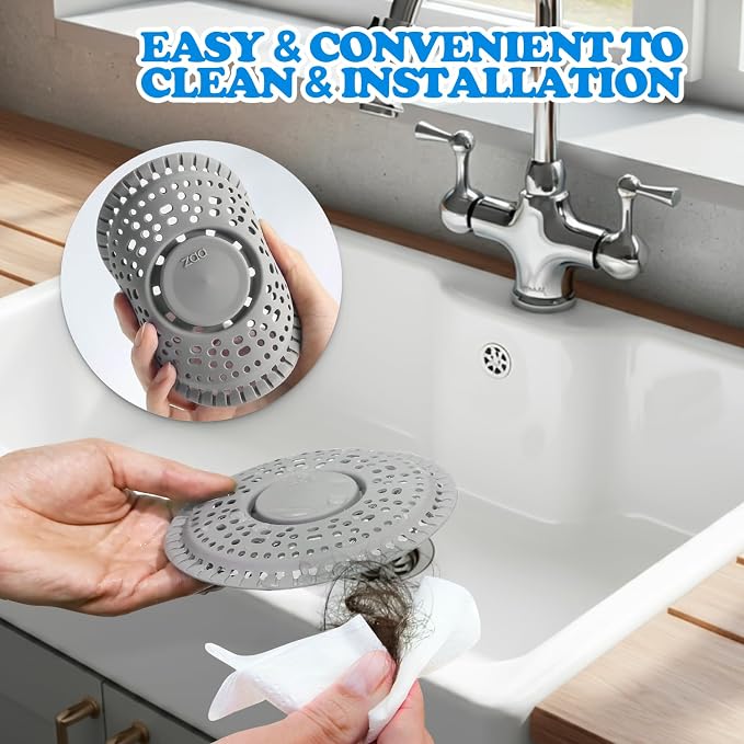 zaa Shower Drain Hair Catcher, 2 Pack Premium Silicone Drain Protector & Shower - Image 6