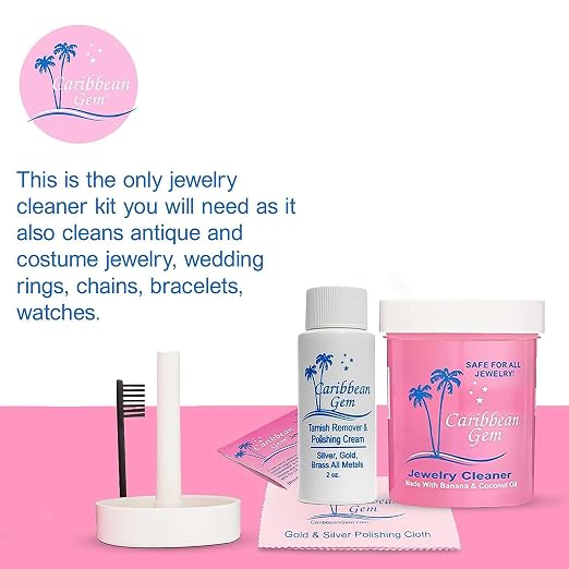 All Purpose Jewelry Cleaner Kit w/8oz Cleaning Solution & Polishing Cream - Image 3