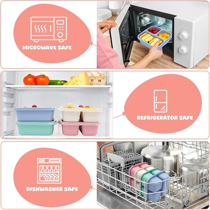 4 pack Bento Lunch Box, Snack Containers，Meal Prep Containers Kids/Toddle/Adults - Image 5