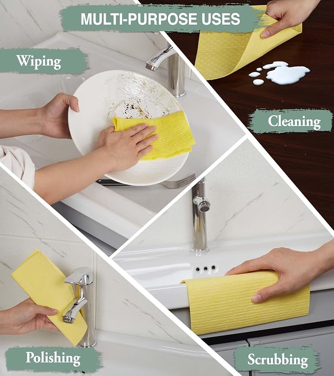 10 PCS Swedish Dishcloths for Kitchen 100% Biodegradable | Reusable Cellulose - Image 6