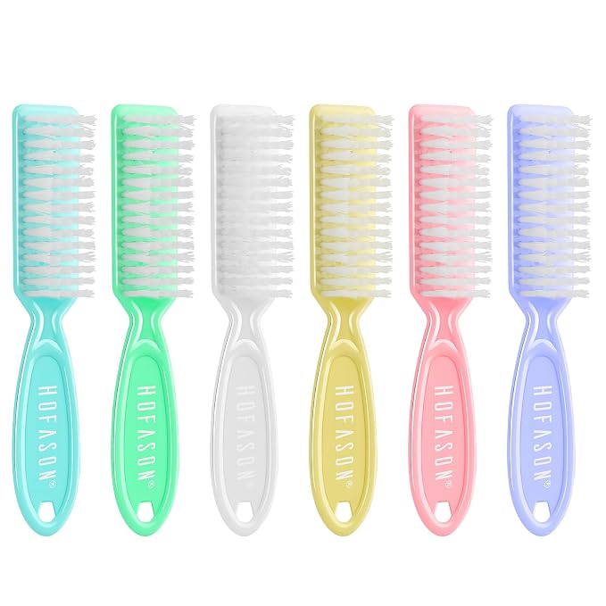 HOFASON 6 Pack Nail Brush for Cleaning Fingernails, Nail Brush Handle Grip by HOFASON