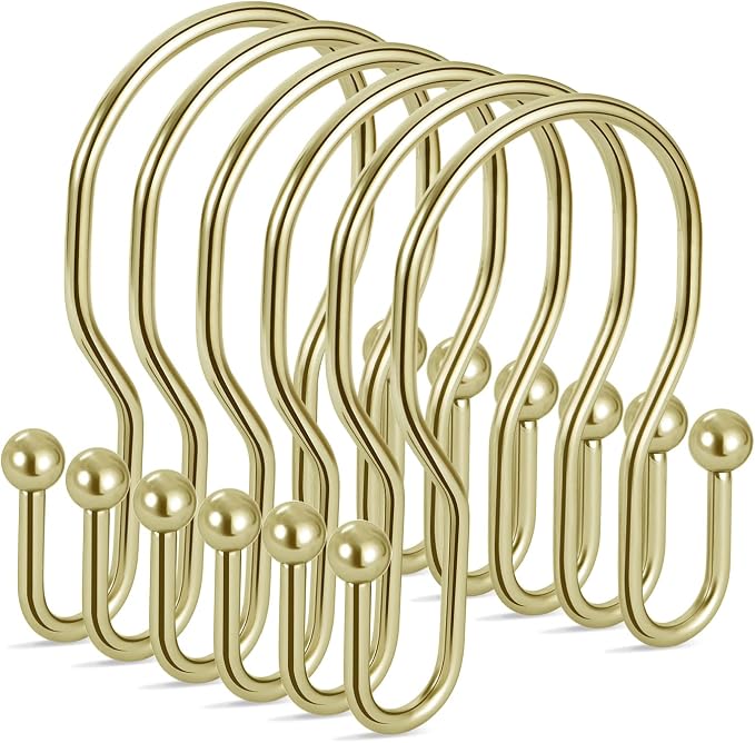 24 Pack Double Shower Curtain Hooks Rings, TENOVEL Double Sided Shower Curtain by TENOVEL