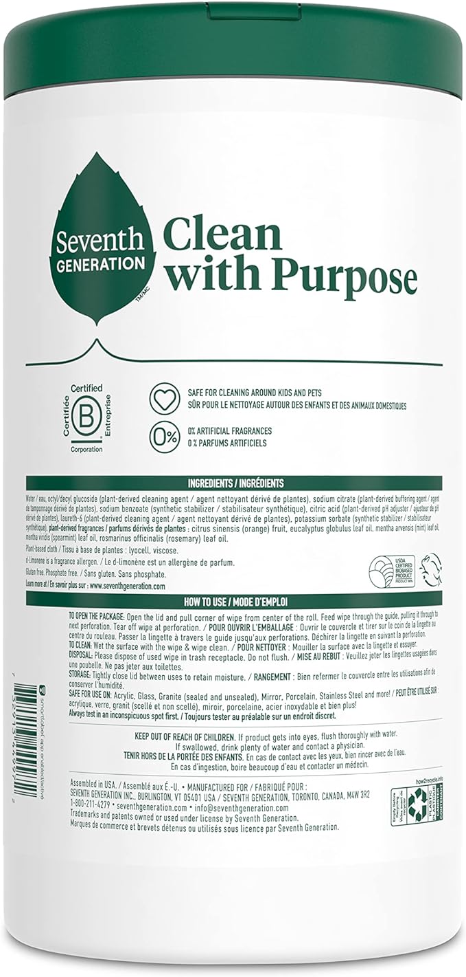 Seventh Generation Multi-Surface Wipes, Garden Mint scent, 70 ct - Image 2