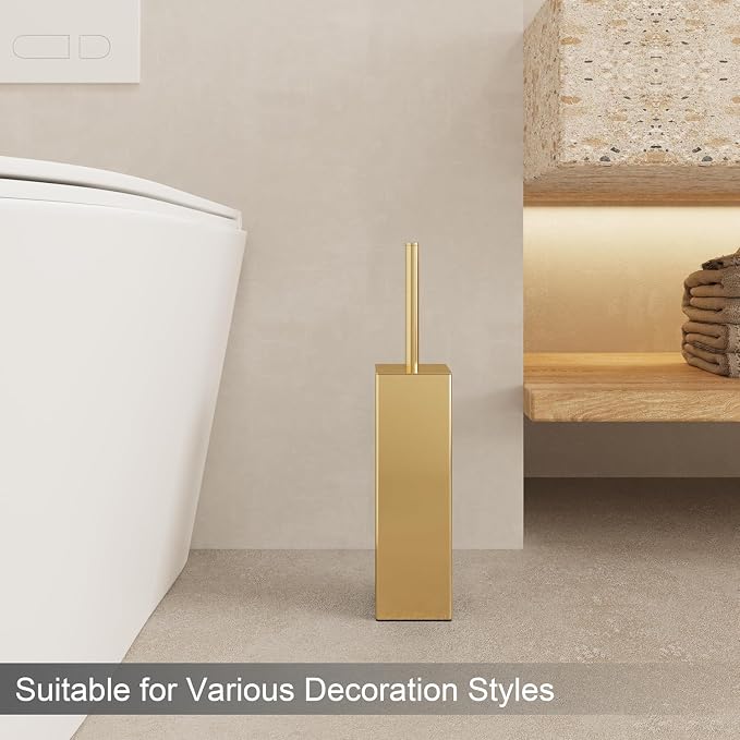 Gold Square Stainless Steel Toilet Brush - Image 4