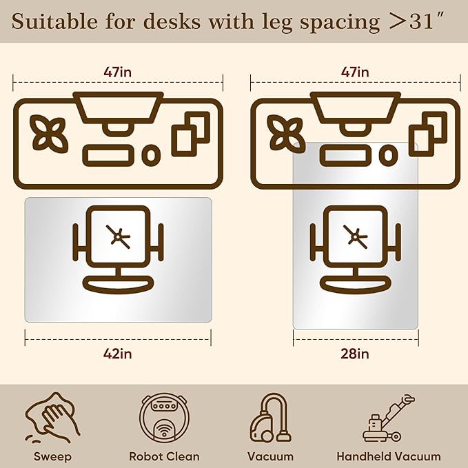 28"x42" Tempered Glass Office Chair Mat for Carpet & Hardwood Floor, 1/6" Thick Clear Floor Protector Desk Chair Mat with Rounded and Polished Edges