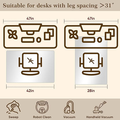 28"x42" Tempered Glass Office Chair Mat for Carpet & Hardwood Floor, 1/6" Thick Clear Floor Protector Desk Chair Mat with Rounded and Polished Edges