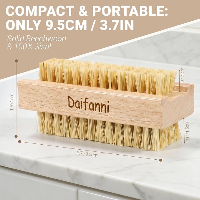 Wooden Nail Brush, Double-Sided Fingernail Scrub Brush - Image 2