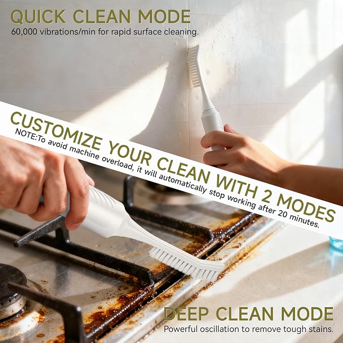 Electric Crevice Cleaning Brush, IPX7 Waterproof Electric Grout Scrub Brush - Image 5