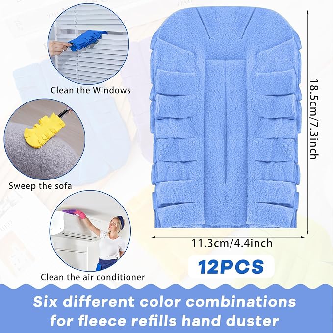 Zubebe 12 Pcs Duster Refill Reusable Fleece Duster Refills Feather Flat Dusters - Image 2