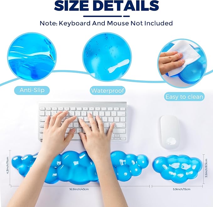Gel Cloud Keyboard & Mouse Wrist Rest Set - Image 4