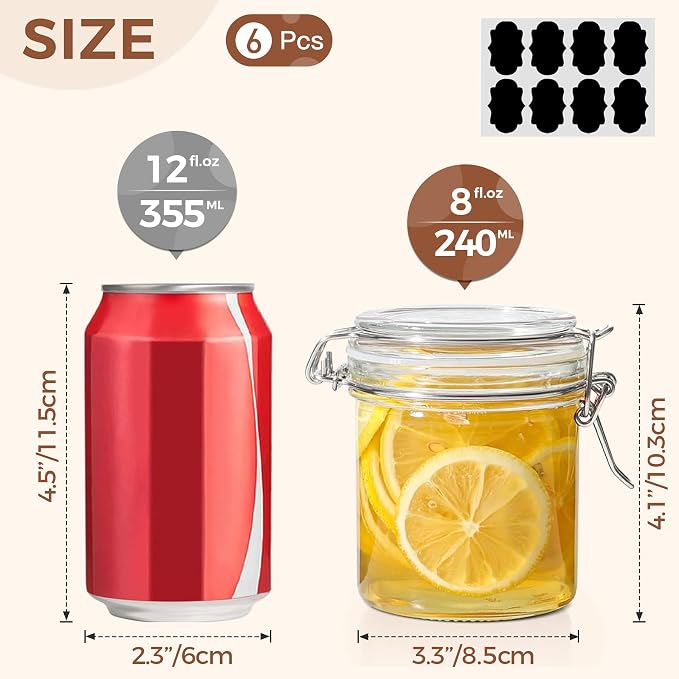 ComSaf 8oz Small Airtight Glass Jars Set of 6 - Image 2