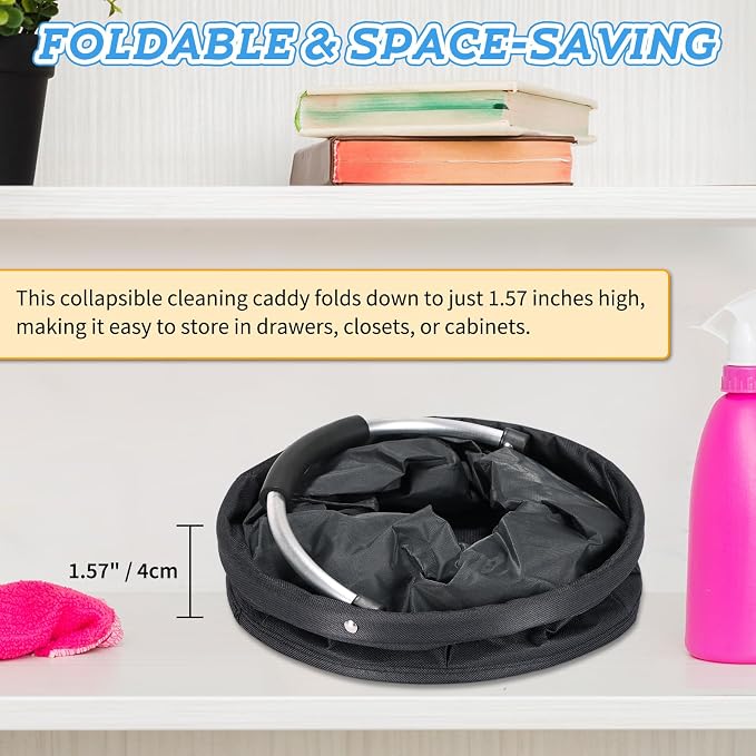 17L Cleaning Caddy with Handle & 6 Pockets, Foldable Cleaning Supply Organizer - Image 4