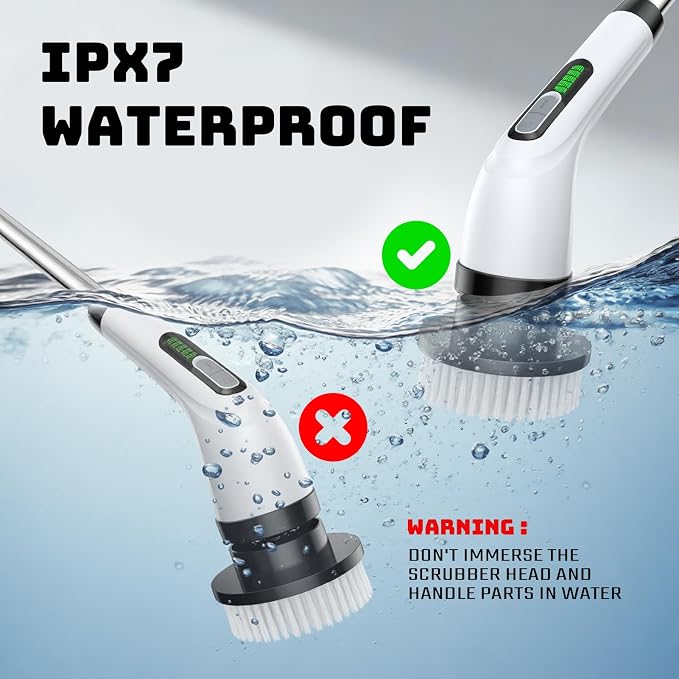 Electric Spin Scrubber, Powerful 2-Speed Cleaning Brush, IPX7 Waterproof - Image 6