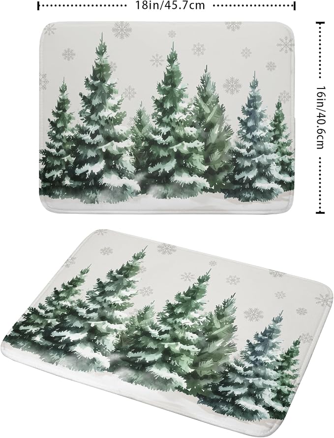 Christmas Dish Drying Mat 16x18 Inch Xmas Forest Tree Absorbent Dish Drainer - Image 2