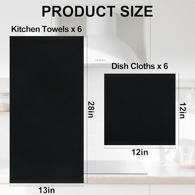 Homaxy 100% Cotton Kitchen Towels and Dishcloths Set, 12 x 12 Inches and 13 x - Image 4