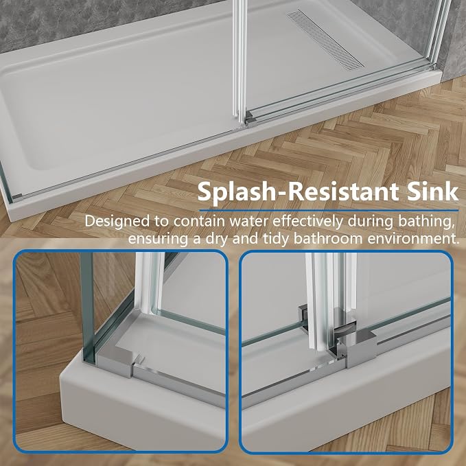 60x76 in Frameless Double Sliding Shower Door - Image 9