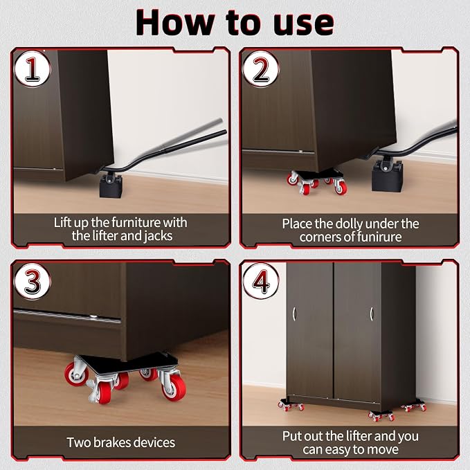 Heavy Furniture Movers with 5 Wheels Furniture Dolly Rotatable Wheel Dolly - Image 6