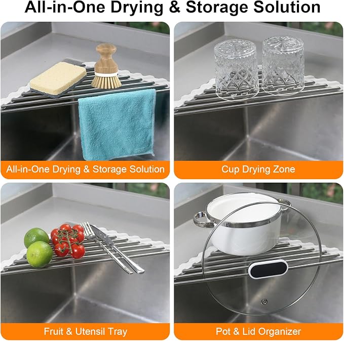 Sink Caddy Sponge Holder for Kitchen Sink, Small Dish Drainer for Kitchen - Image 5